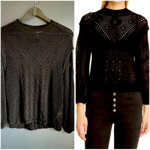 FRAME Crochet Crewneck Sweater